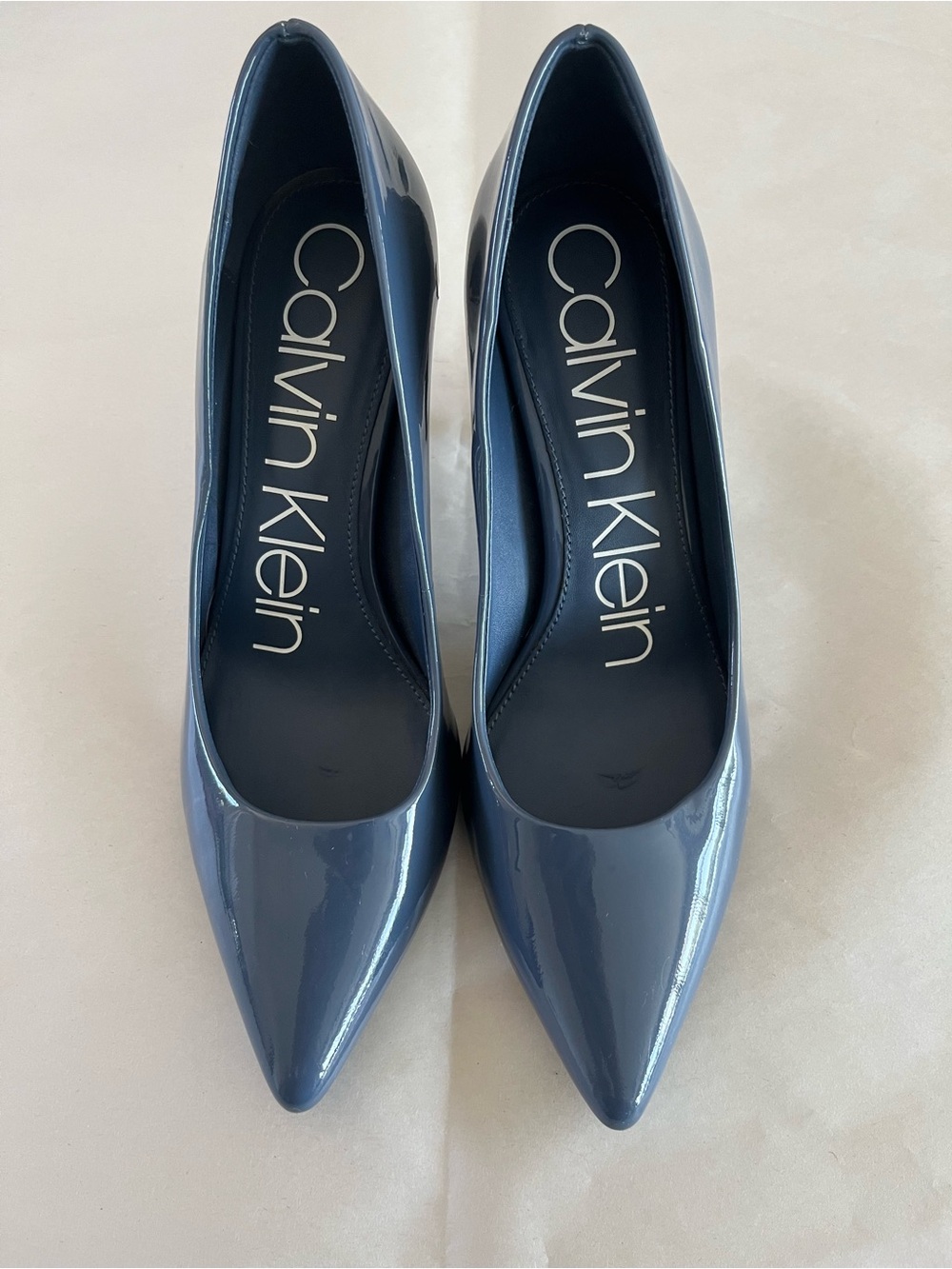 Calvin Klein Blue Patent Pointed-Toe Pumps - Size 6